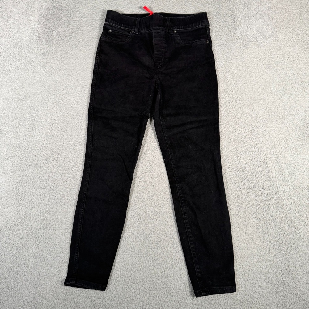 Spanx Jeans Womens Medium Petite Black Ankle Skinny Denim Pull On Mid Rise